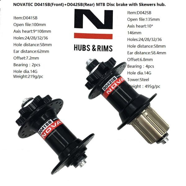 Novatec Hubs D041SB Disc Brake MTB Alimunum&Steel Material24/28/32/36h Red Black White Silver Blue Gold Colors