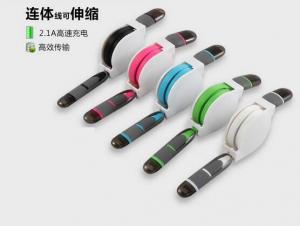 China High Speed 2 in 1 usb data cable sync charger Telescopic line Retractable usb cable iphone on sale