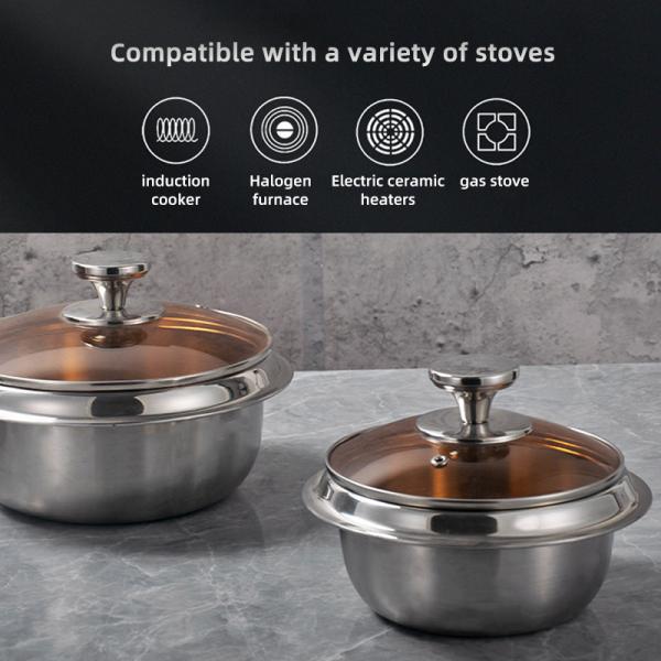 Best Selling Kitchen Pots Multiple Sizes Food Grade 18/8 Stainless Steel Soup Stock Pot Rice Cooker Cooking Pot