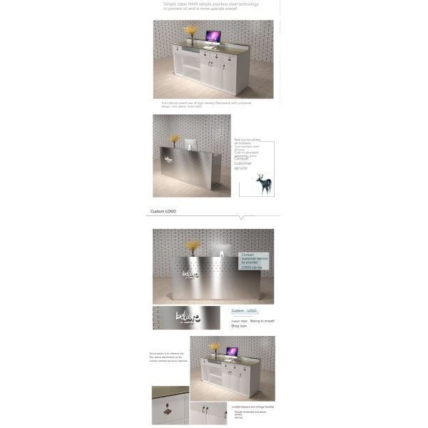 OEM Reception Desk Table with Drawers and Cabinets Made of E1 MDF/MFC Melamine Board