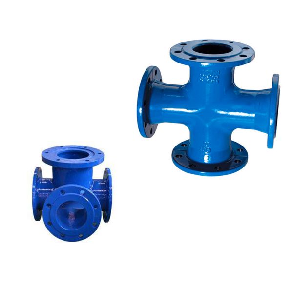 Oil Supply Pipeline Cast Iron Flanged Cross 4 Way Cross ISO 2531 / EN545 / EN598