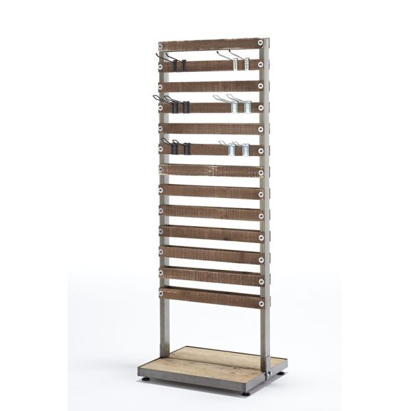 2 Sided Slatted Retail Floor Display Fixtures / Retail Merchandising Fixtures With Hooks