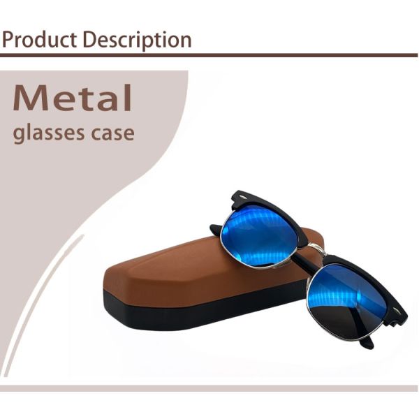 63mm Silk Screen Printing Metal Glasses Case Sun Glasses Packaging Leather Iron