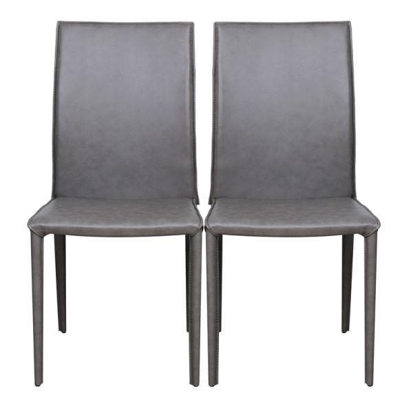 PU Leather Grey Leather Dining Chairs Long Lasting With Iron Frame Dc-7511