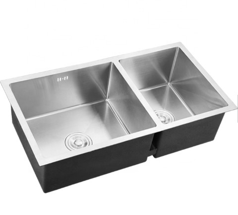Stainless Steel Undermount Double Kitchen Sink Cupc Approved Handmade Square Corner