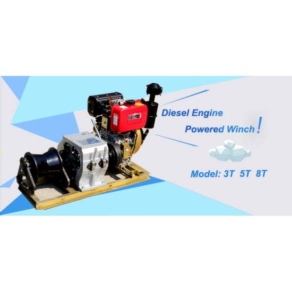 8 Ton Single Drum Engine Powered Winch for Wire Rope Pulling