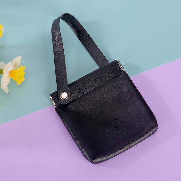 Biodegradable Bag, Eco Friendly, Purse, Drawstring, New Pu Leather Portable Coin Purse Shrapnel Bag Earphone Storage Bag Handbag Black