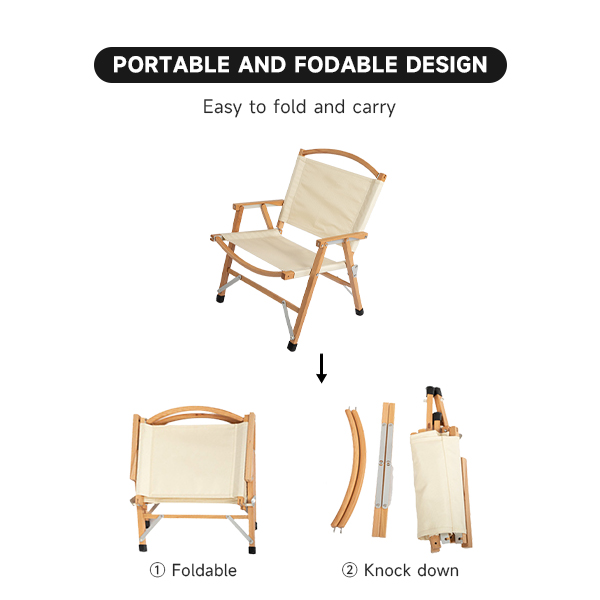 Custom Logo Oak Camping Chair - Front View