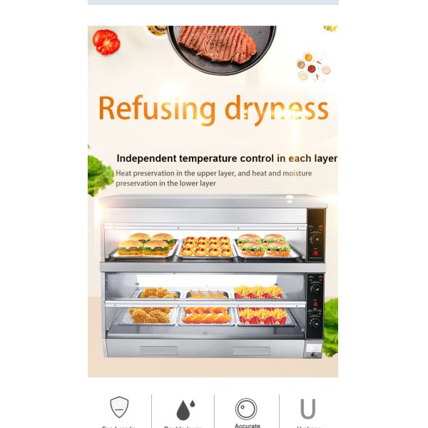 Commercial Kitchen Fried Chicken Food Display Warmer 1220*760*850mm Hot Food Showcase