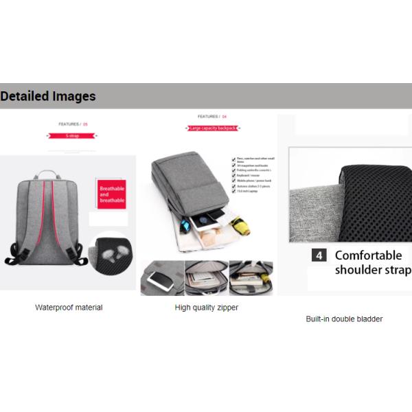 Customizable Logo Anti-Theft Grey Computer Backpack Perfect Business Laptop Bag for Colleagues and Frequent Travelers