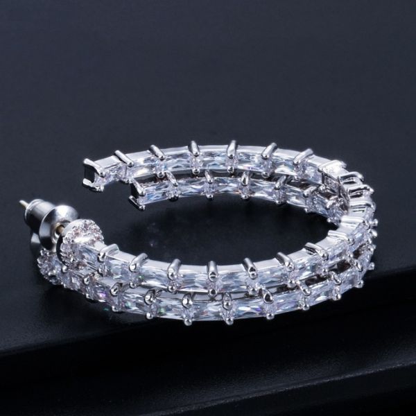 CZ Stone Earrings For Women Classic Wedding Earring Jewelry Party Fashion CZ Simple Earring Stylish Women's Jewelry