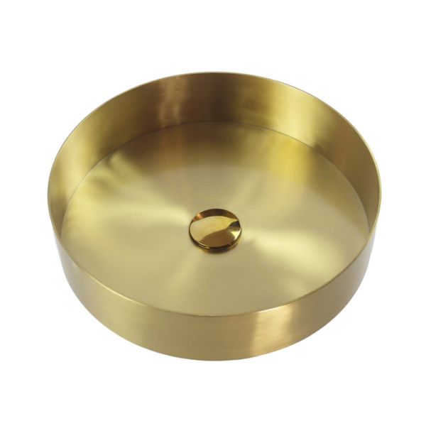Undermount Single Round Bathroom Stainless Steel Sink Counter Top Gold