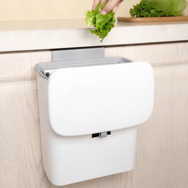 2.4 Gallon Kitchen Compost Bin for Counter Top or Under Sink Hanging Small Trash Can with Lid