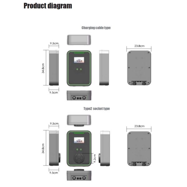 AC EVSE Charging Station 16A 32A Wall Mount Mode 3 Electric Car Wallbox Charger