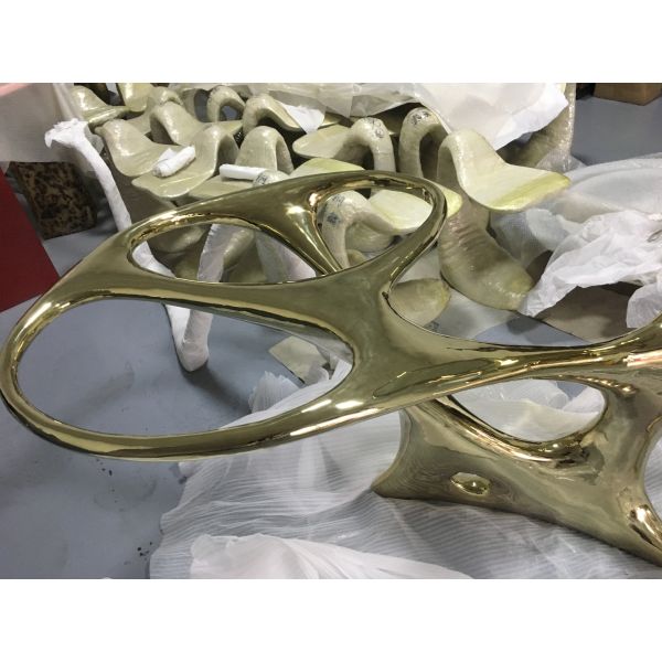 Inside dressing table with glass stainless steel plated titanium