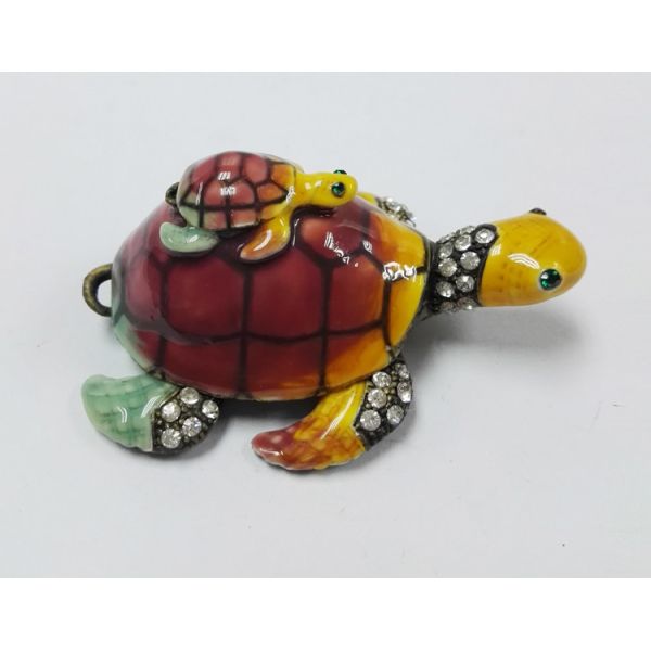 Mum & Baby Turtle metal trinket box turtle treasure box metal jewelry box