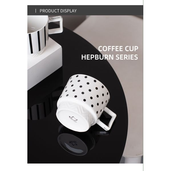 Experience The Elegance Of Black And White Ceramic Mug Coffee Cup For Business Gifts