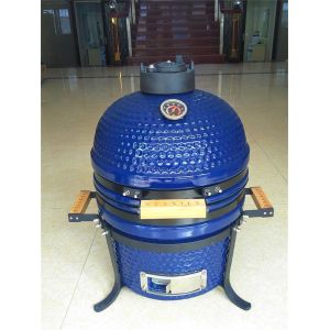 Quality Glazed Finish Blue SGS 15 Inch Kamado Ceramic Grill wholesale