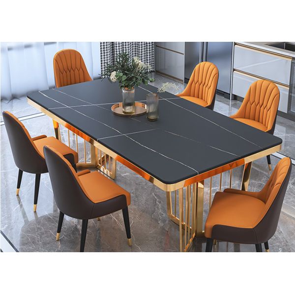 Stylish Luxury Marble Dining Table , Marble Top Table With Metal Legs