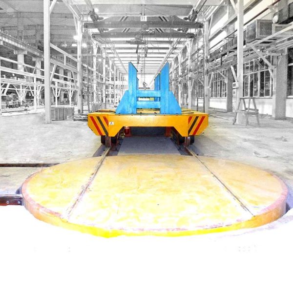transfer cart with turnplate on rail achieves 360 degree rotation Material Handling Turntable