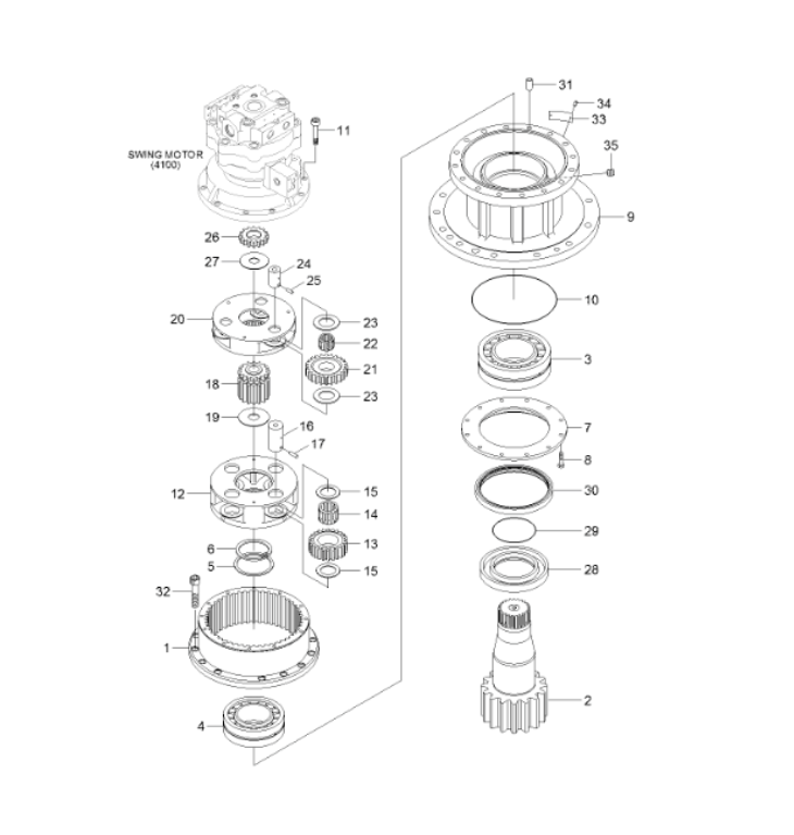 HX340SL HX330L swing motor assy for Hyundai EXcavator spare parts 38K9-10150 39K9-12100 Rotary motor device