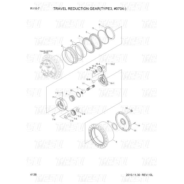 Excavator Hyundai R110-7 Carrier Planetary Gear Travel XKAY-01762