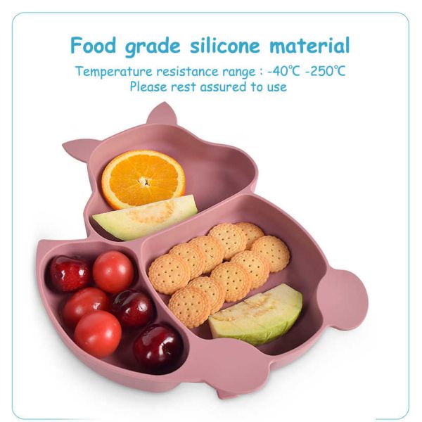 Squirrel 100% Silicone Plates And Bowls Bib Set 8 Piece Eco Friendly