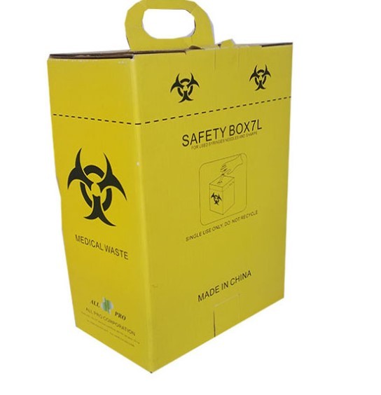 7L Safety box, Disposable Medical Cardboard Safety Box, Safety Box For Syringe,Needles and sharps, 7 Liters