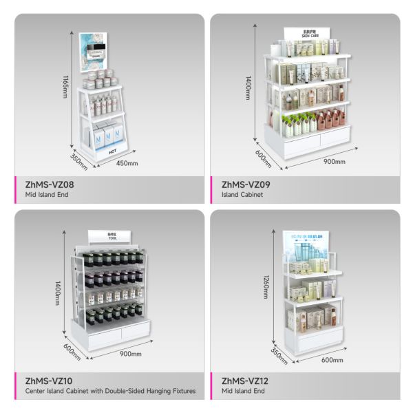 Multi-Function Facial Mask Stand White Multi-layer Display Rack for Makeup Store Interior Design