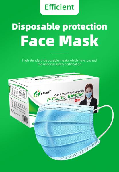 Blue Non Woven No Irritation 3 Ply Individual Packaging Face Masks