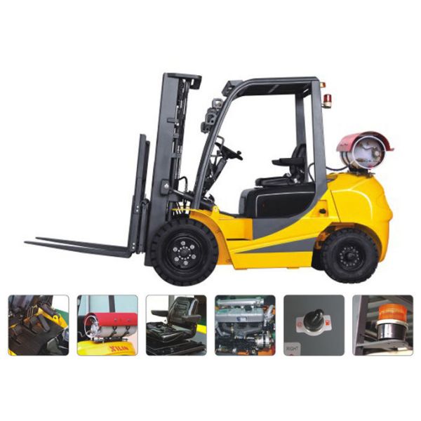Speed 20 km / H Dual Fuel Forklift 3.5 Ton , LPG Forklift Truck With Clear Visibility