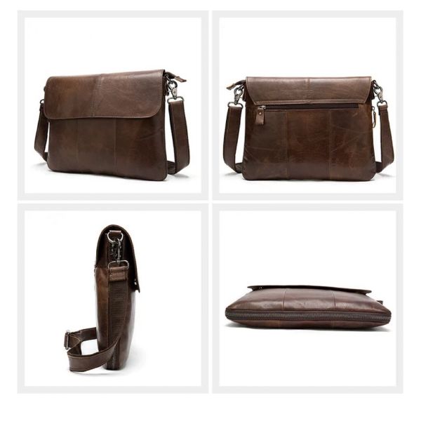 Laptop Briefcase For Men Genuine Cow Leather Handbags Male Shoulder Bag Retro Fashion Man Handbag Briefcases