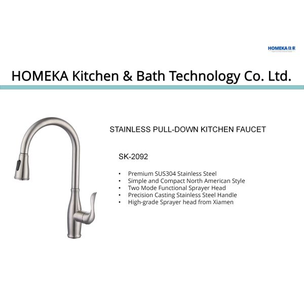 ODM Stainless Steel Pull Out Kitchen Tap Gooseneck Spout Sink Faucet