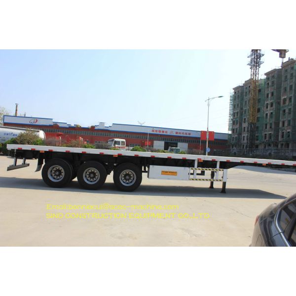 Beam Type Flatbed Tractor Trailer Three Axle 13 Ton For Container Transport