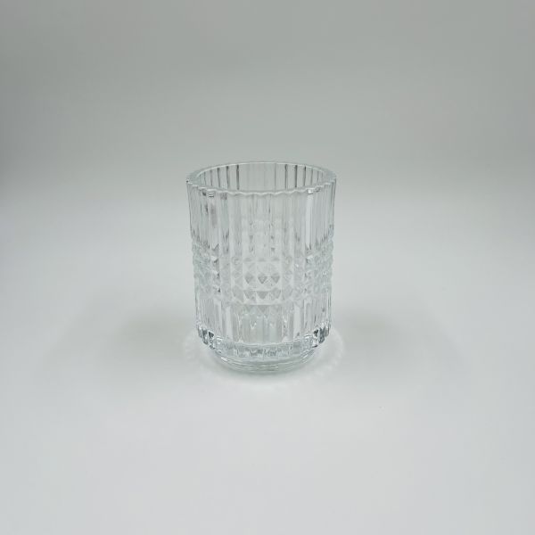 Glass Clear Bathroom Accessories Set Round Shape Diamond Pattern And Stripe Glass Soap Dispenser