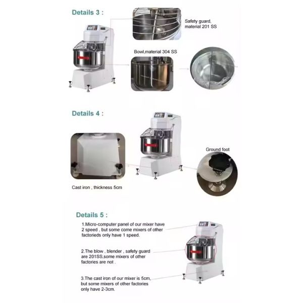 10L 20L 30L 40L 50L 60L 80L Vertical Dough Mixer With Stainless Steel Casing And Adjustable Speed Panel