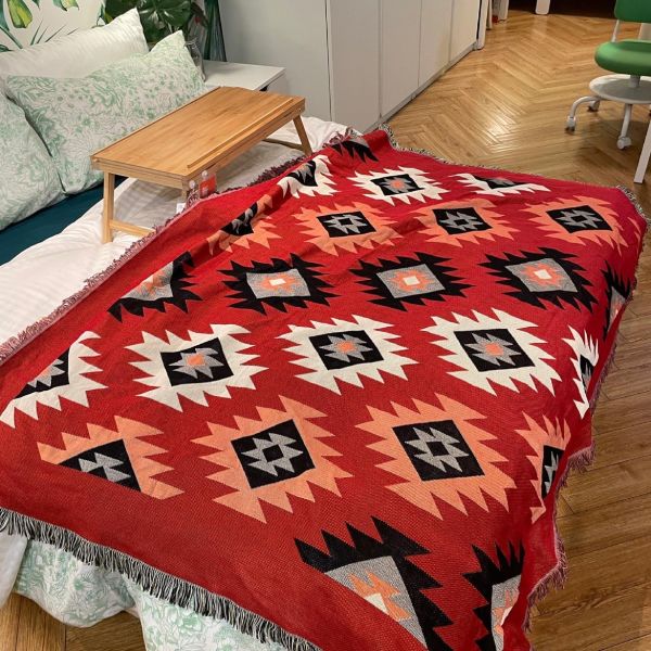 Y-Z Bohemian Ethnic Style Cotton Picnic Hiking Camping Blanket Carpet Tapestry Decoration Sofa Throw Blanket