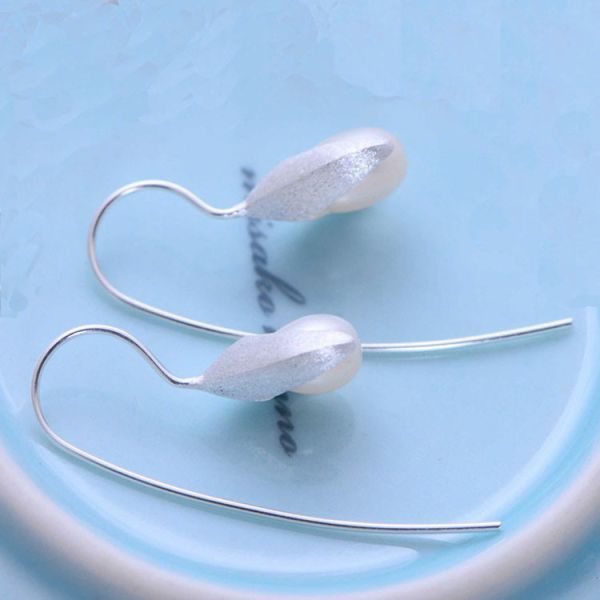 925 Sterling Silver Imitation Pearl Drop Earrings (XH05575)