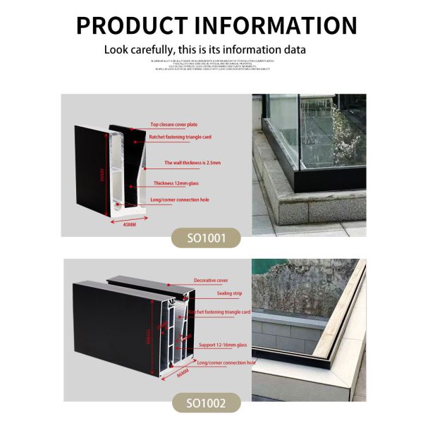 Tempered Laminated Glass Balustrade Fittings for in Frameless U Channel Glass Railing