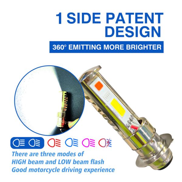 Red Blue White P15D H6M Led Bulb DC12V 8W 800LM Motorbike Headlight Bulb