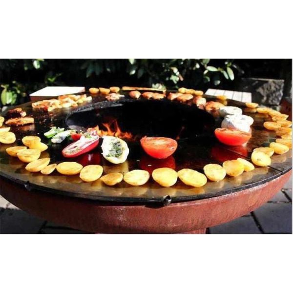 Goanna Base Corten Steel BBQ Grill Fire Pit And Grill Ring Cooking