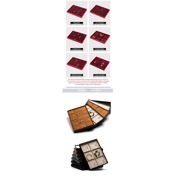 Multi Compartments PU Leather Jewelry Display Tray Soft Lining Exhibition Props