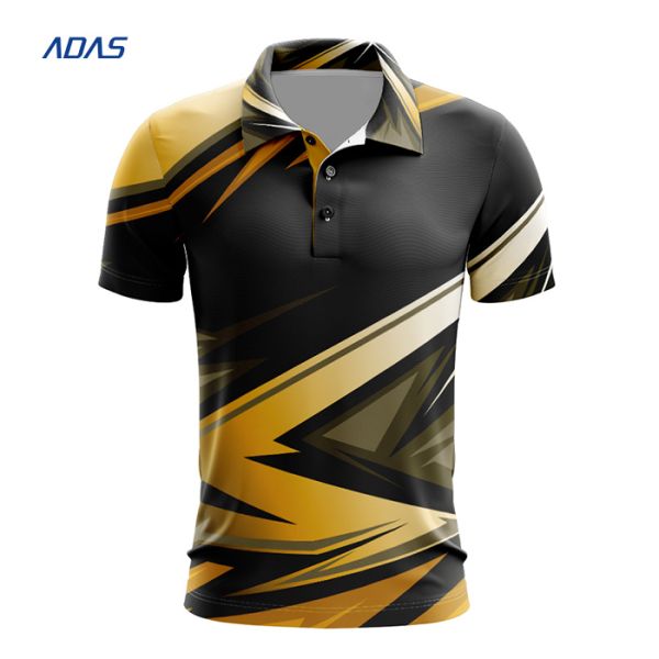 Bulk Men's Knitted Sublimation Tee Shirts Sport Wear Polo Shirt Lightweight