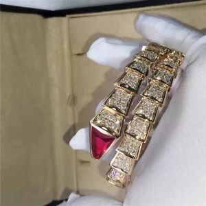 Luxury Jewelry Serpenti Bracelet BR856126 With Rubellite Head , Diamond Bangle