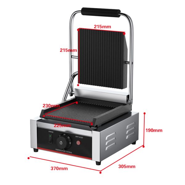 22x22 Electric Panini Grill Stainless Steel Single Contact Sandwich Press Commercial Grill