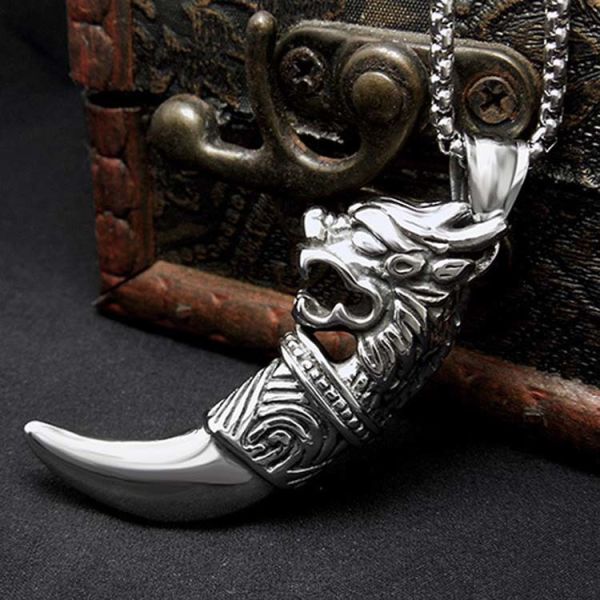 Titanium Stainless Steel Pendant Necklace Dragon Cobbra Wolf Tooth Style(SP183)