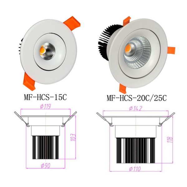 15W/20W/25W/30W Dimmable CREE COB LED Down Light With CRI 90 For Jewelry Store Exhibition