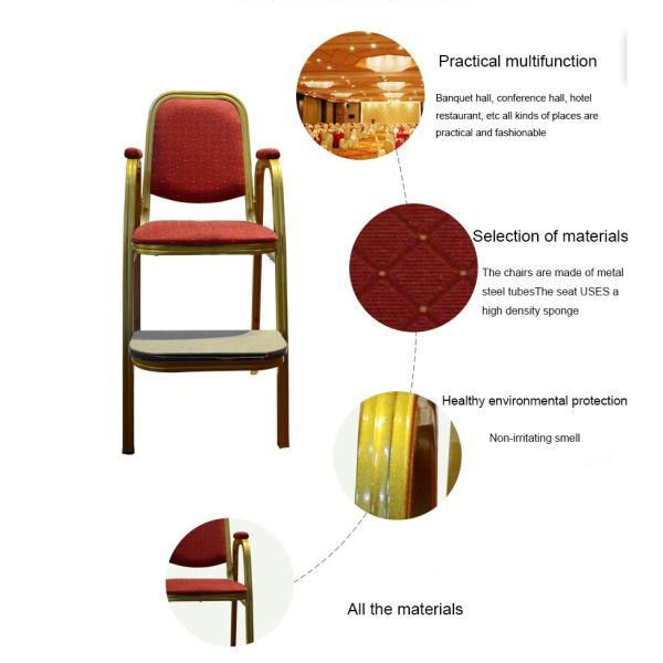 Kids Plywood Soft Cushion Stackable Banquet Chair With Fabric Seat Iron Frame