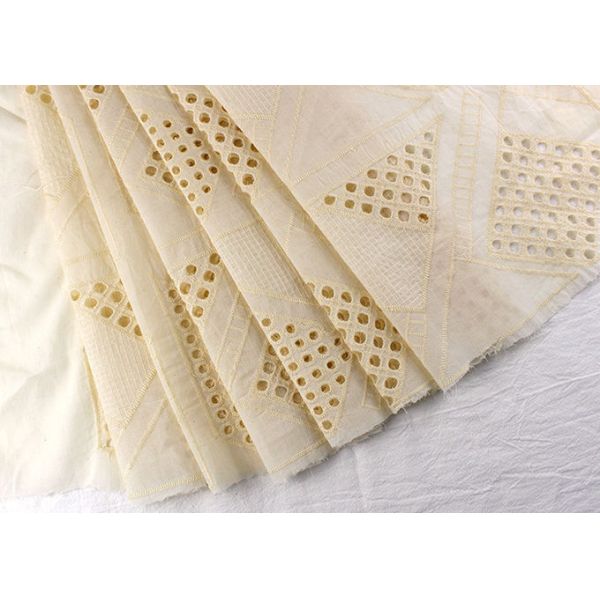 Allover Embroidered Eyelet Cotton Lace Fabric For Wedding Dresses With Hollowed Circle