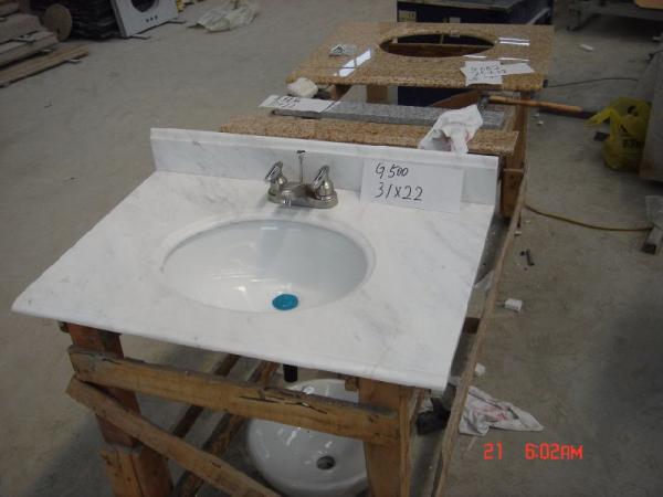 Customized Good Quality White Marble Bathroom Vanity Tops